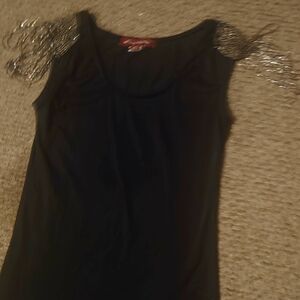 Elegant Black Sleeveless Top with Silver Accents